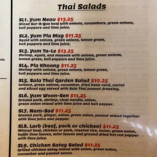 the menu for the restaurant