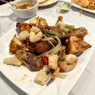 Crispy Eggplant with Seafood