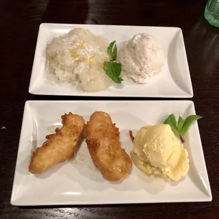 Sweet Sticky Rice with Coconut Ice Cream