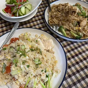 Sala thai fried rice, pad see ew, and cucumber salad
