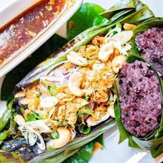 MIENG PLA PAO (Grilled Branzino with Thai Herbs)