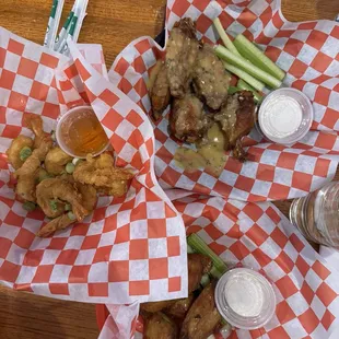a variety of food items on a table