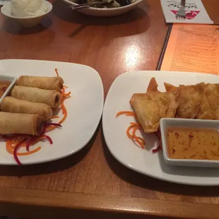 Egg rolls and crab ragoon