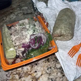 Salad and a wrap