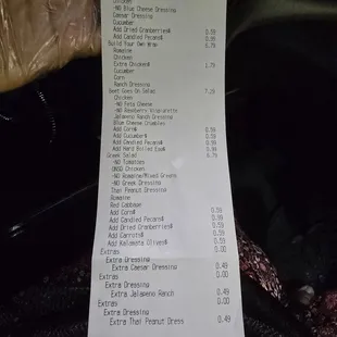 More then willing to pay for extras and they still refused and didn't put them on the salads