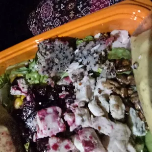 This was the cold frozen lump of quinoa that was supposedly my portion for the new beet salad