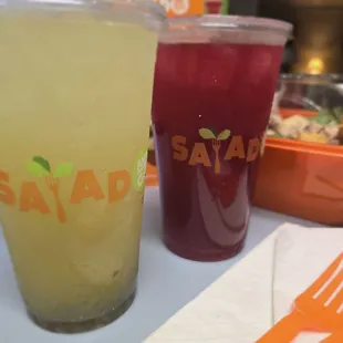 Blueberry basil lemonade and cucumber mint.