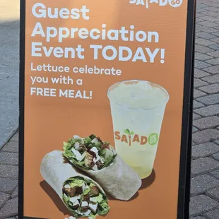New business promotion. Each person received a complimentary salad and fancy drink.