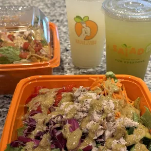 Thai Salad, BBQ Ranch Salad, Traditional Lemonade &amp; Cucumber Mint Lemonade