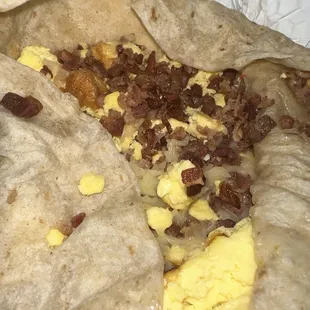 Bacon breakfast burrito