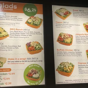 Salad menu