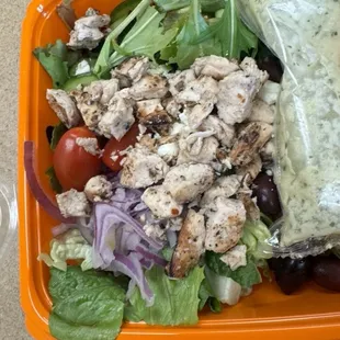 Greek salad with chicken