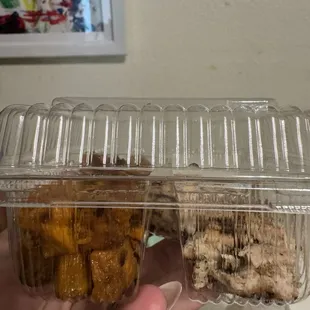 Protein box with chicken and two portions of sweet potato