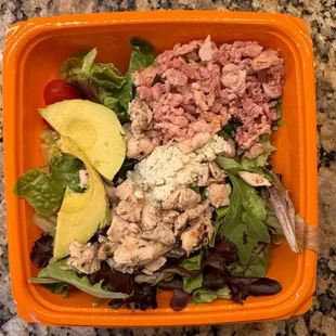 Cobb salad with chicken.