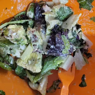 Eating a cobb salad from Salad and go. So delicious!!!!