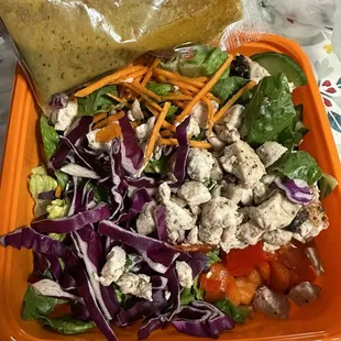 Thai Salad Bowl with roasted chicken-whole salads less than seven dollars! Wow!