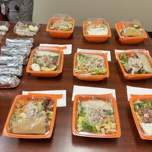 Our school tried a variety of salads today, so good!