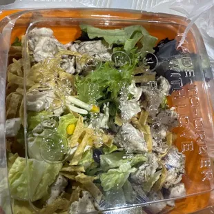 BBQ chicken salad. NO DRESSING! So annoying they forgot it.