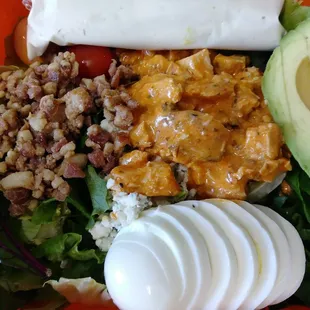 Cobb W/ Buffalo Chicken 4.25/5 Very Very Good. Exceptionally Fresh Greens.