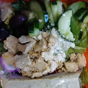Greek Salad W/ Tofu 4.5/5 Delish. Huge Portion Of Exceptionally Fresh Greens.