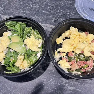 Mediterranean bowl and Southwest bowl with bacon. The Southwest bowl didn't have much substance.