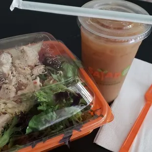 Jalapeño ranch salad with cold brew.