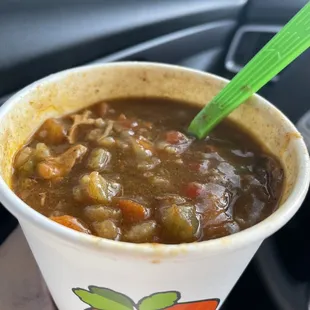 Seasonal Chicken Gumbo. Pretty good.