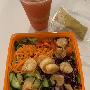 Thai Salad with Shrimp &amp; Frozen Strawberry Lemonade