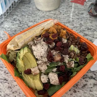 autumn salad, no onions, add avocado