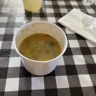 Ordered soup was less than half full.