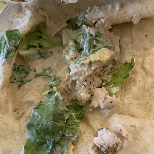 This was a Caesar salad wrap with chicken. It was mostly tortilla and virtually NO lettuce!