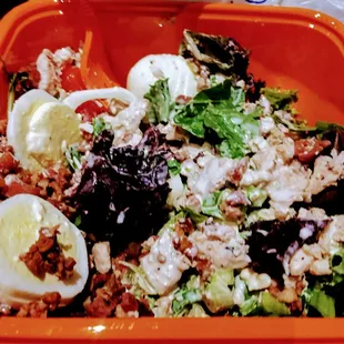 Cobb salad with bleu cheese dressing