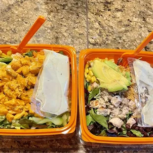 Buffalo chicken salad and southwest chicken salad