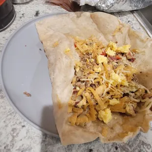 Cold Fiesta burrito with very little egg inside