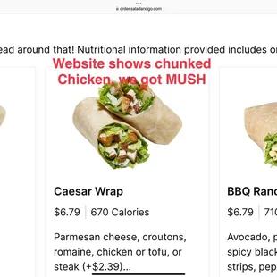 Photo from their website that shows chunked chicken not chicken spread