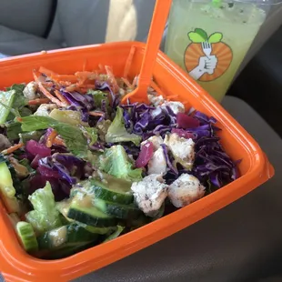 Thai Peanut Salad and Cucumber Mint Lemonade