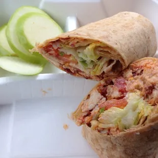 Spicy Buffalo Chicken Wrap with Apple slices. "Salad KraZe's" wrap game is legit! Great lunch to go with your Freestyle Friday!