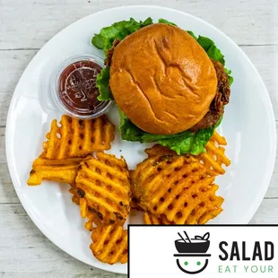Crispy Chicken Sandwich and Waffle Fries