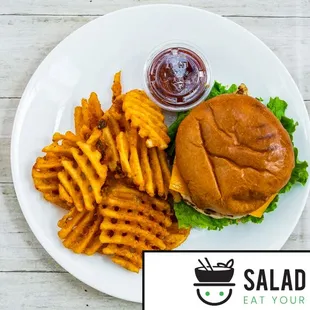 Grilled Chicken Sandwich and Waffle Fries