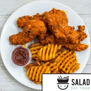 Buffalo Crispy Chicken Tenders and Fries