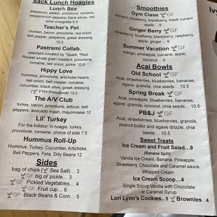 Salad or Bust menu