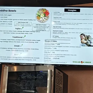 a menu on the wall