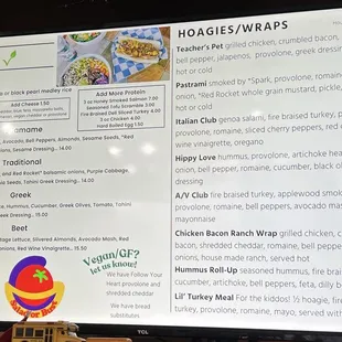 Bowls and wraps menu