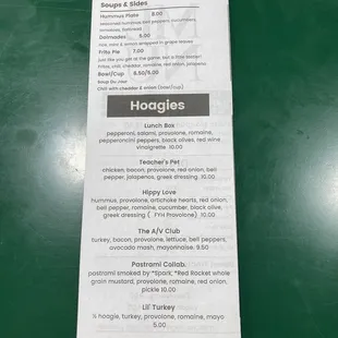 menu