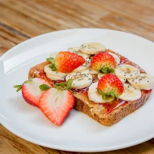 Peanut butter and chia jam toast