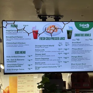 Juice and Smoothie and Kids Menu