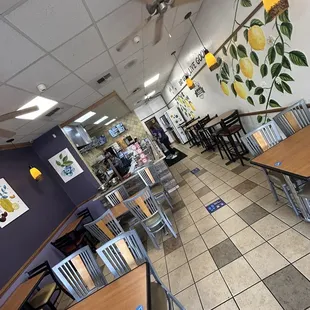 tables and chairs in a restaurant