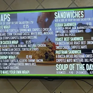 Menu- Wraps/Sandwiches