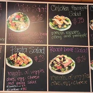 Salad menu