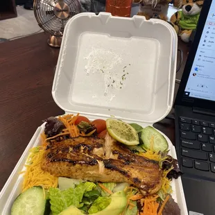 Blackened salmon salad